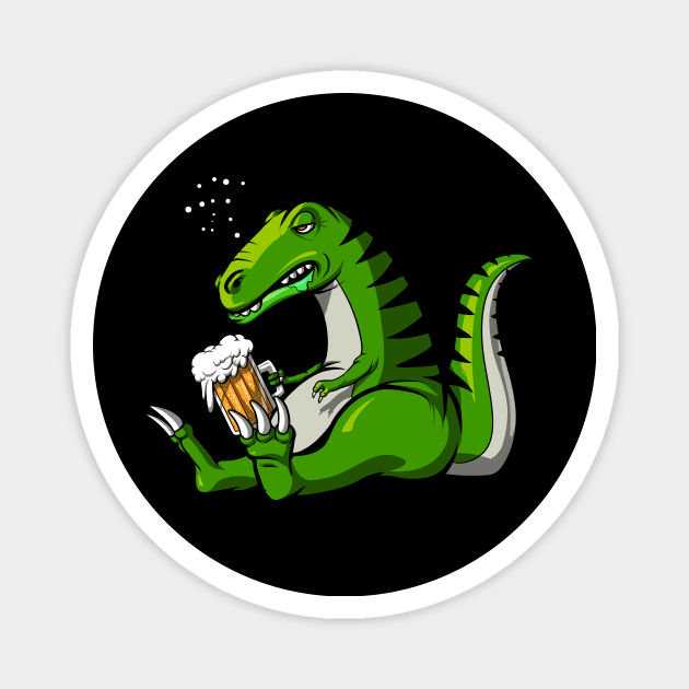 T-Rex Dinosaur Beer Party Magnet by underheaven